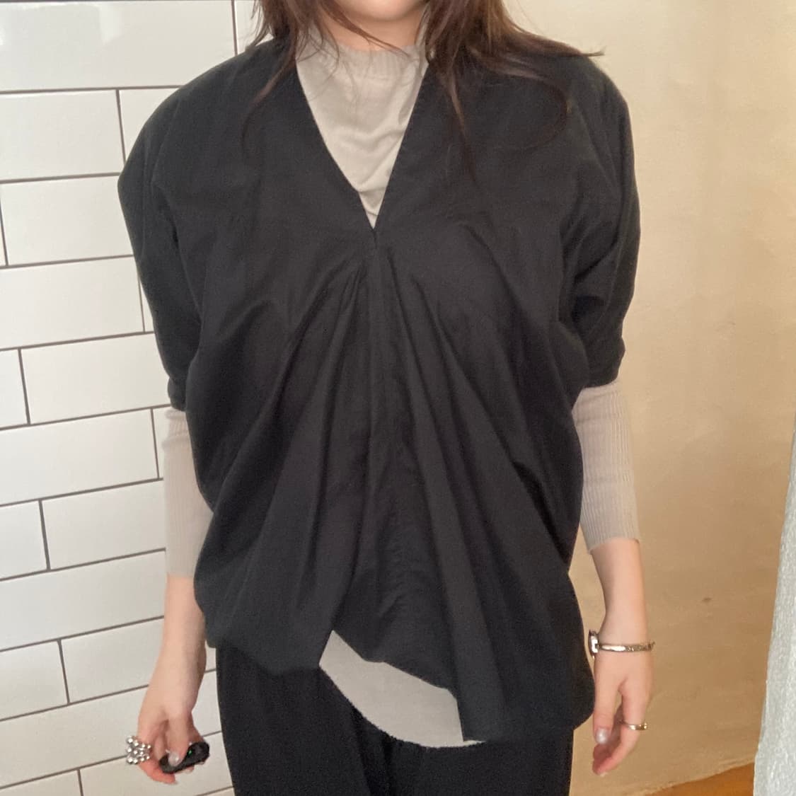 릭오웬스 드레이핑 브이넥 반팔 상품이미지5