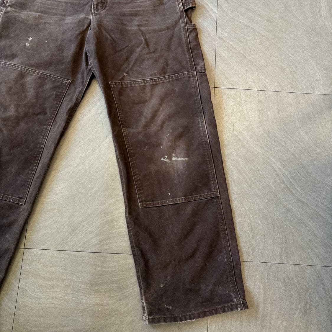 칼하트 R06 덕 캔버스 오리지널 브라운 더블니 오버롤 상품이미지4