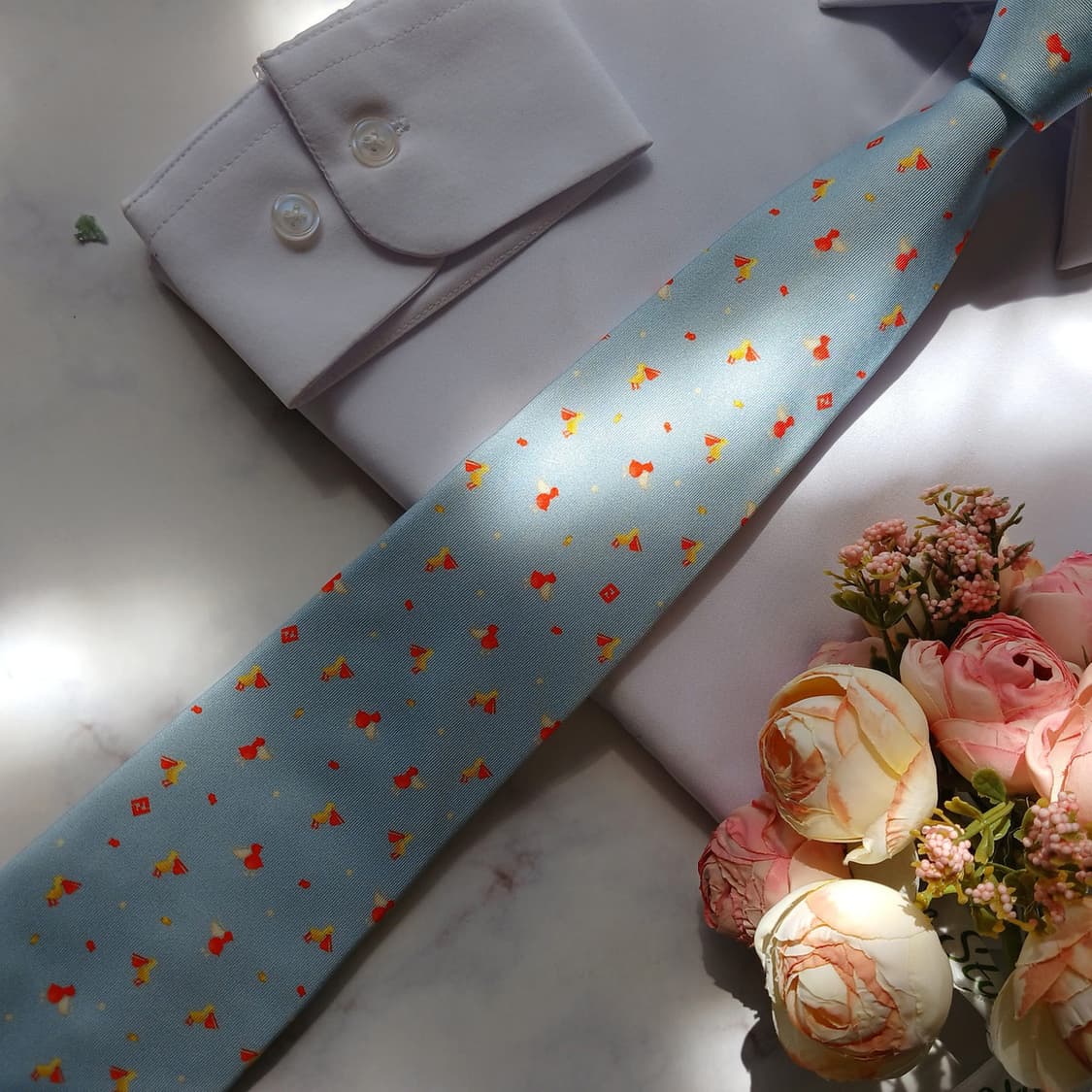 펜디 실크 스카이블루 펠리컨 패턴 넥타이 9cm A+등급 E794
 상품이미지5