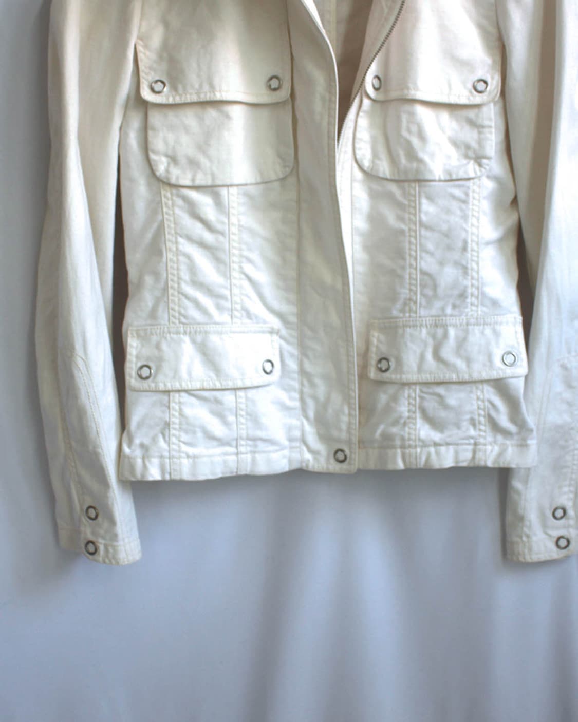 White-ivory biker panel cotton jacket 상품이미지4