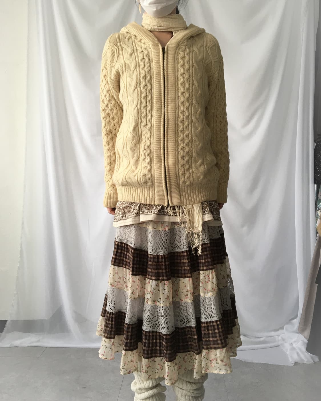 Woolen knit cable hood zip up 상품이미지6