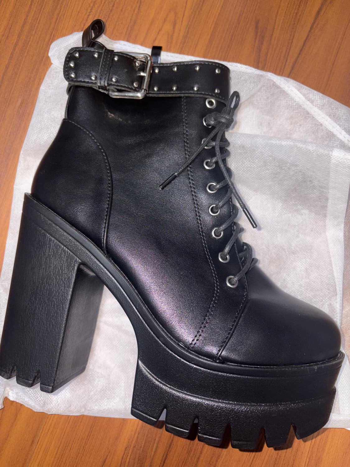블랙 통굽부츠 13cm 지뢰계 워커 새상품 245 250 상품이미지2