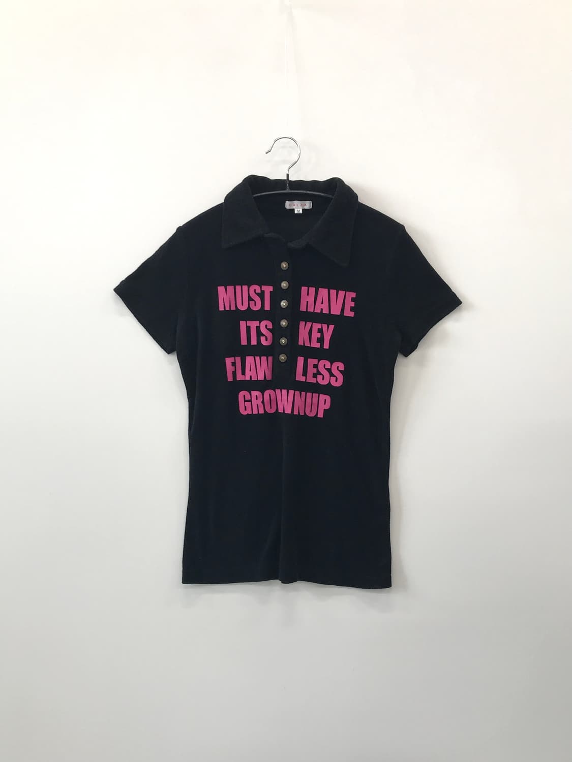 Jpn Hot Pink Lettering Black Terry Top 상품이미지4