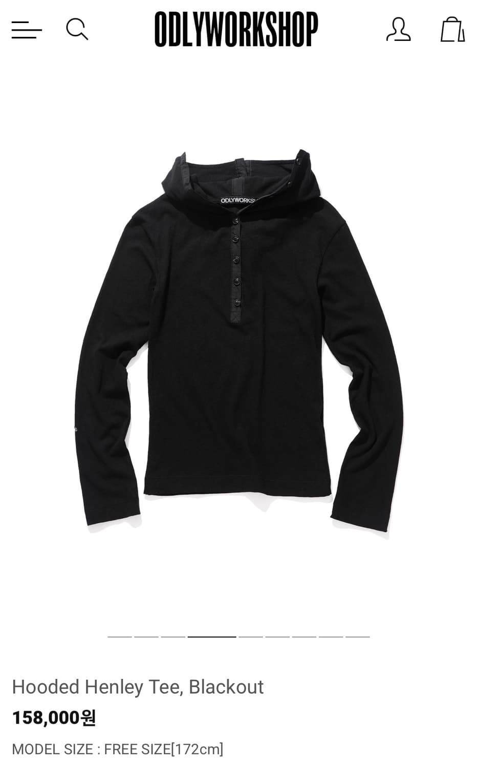 오들리워크샵 Hooded Henley Tee, Blackou 상품이미지1