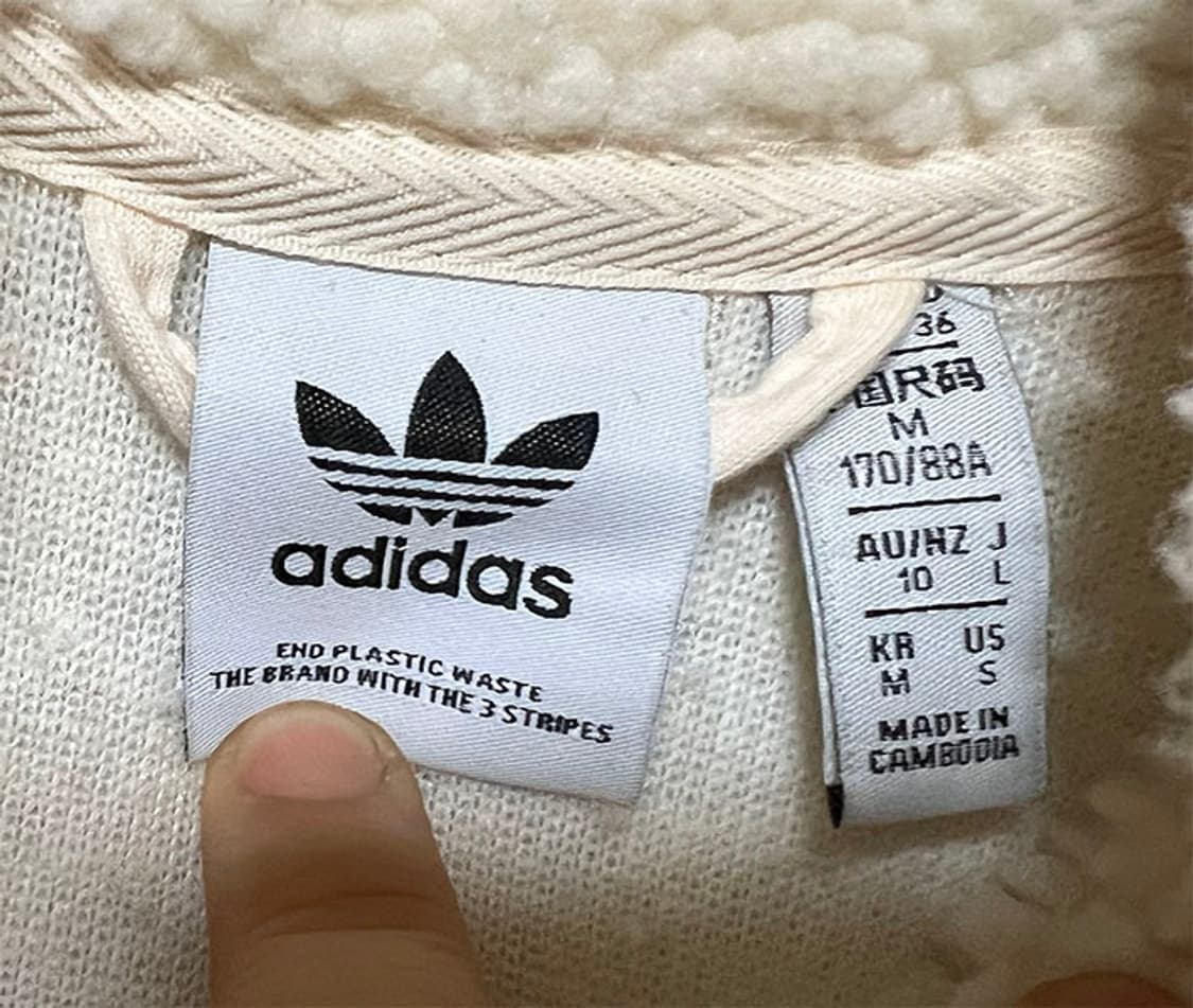 아디다스 여자 반집업 뽀글이 맨투맨 오버핏 M 95 66 상품이미지3