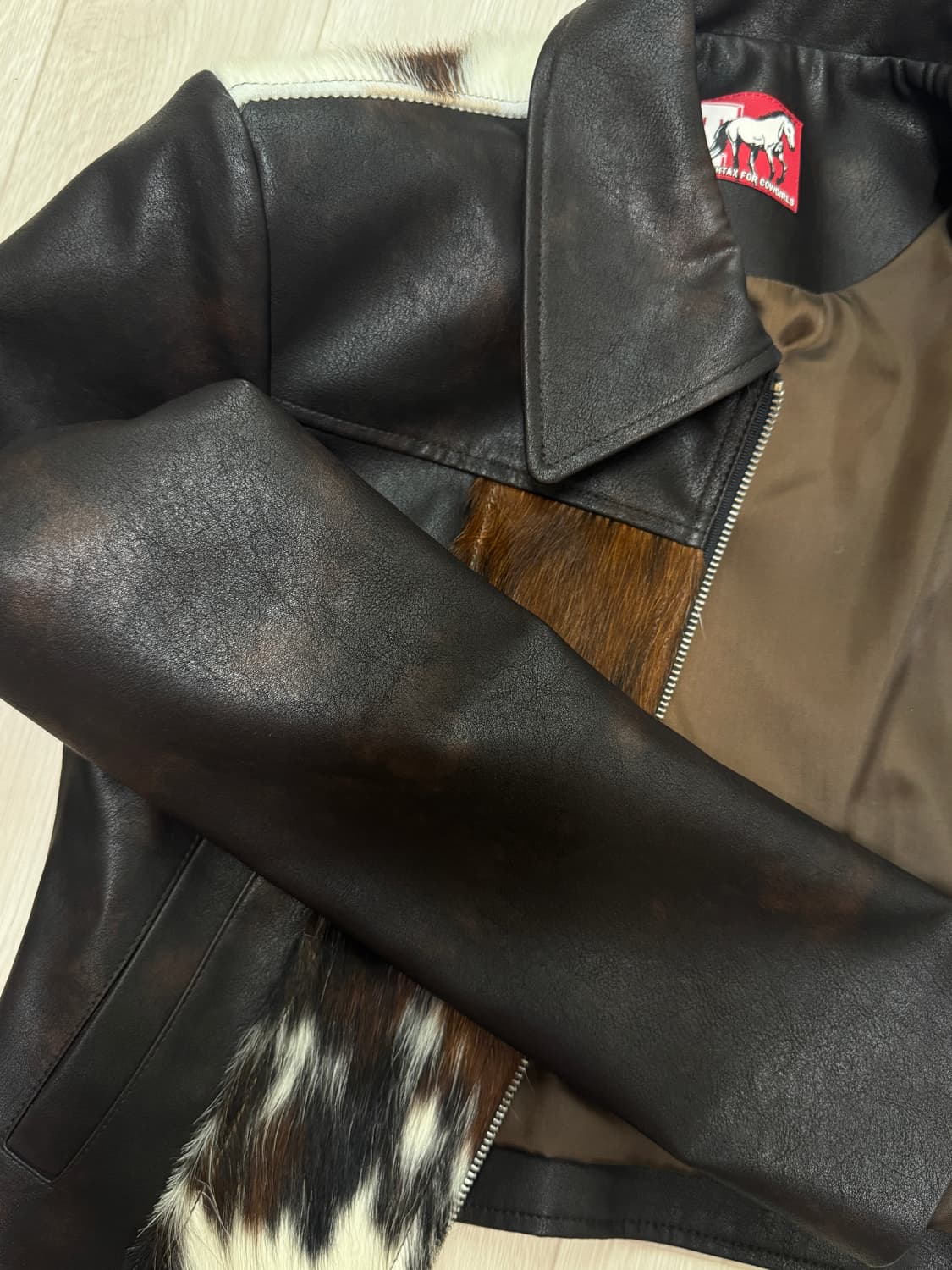 투머치택스 TMT 헤어리 레더 어시메트릭 자켓 / 브라운 / S사이즈 상품이미지8