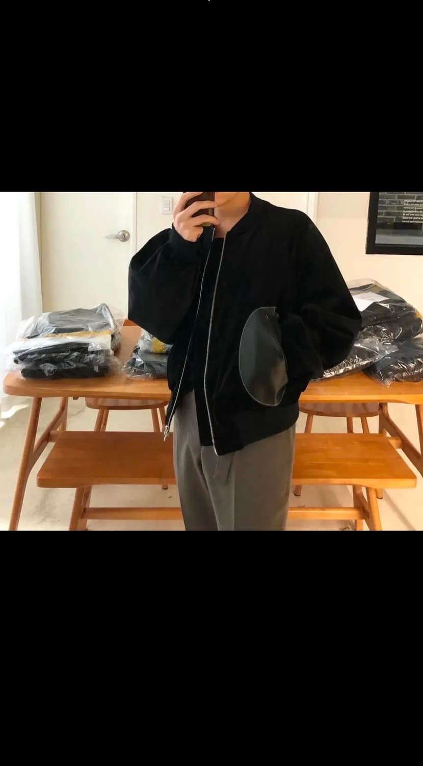 이얼즈어고/타이핑 미스테이크 벨벳 보머 자켓/블루종 상품이미지1