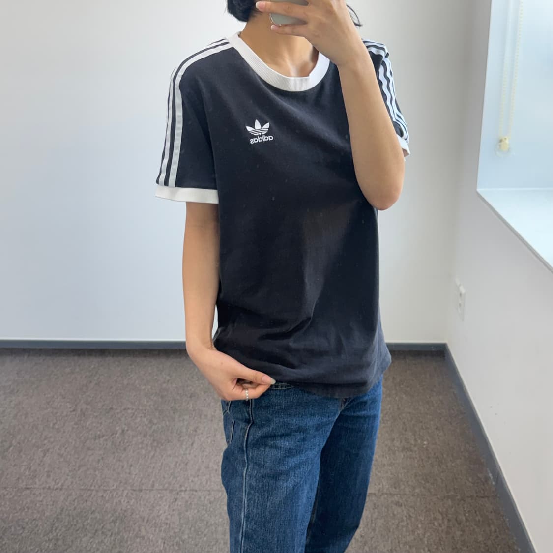 Adidas 아디다스 파이어로고 블랙 코튼 반팔 상품이미지2