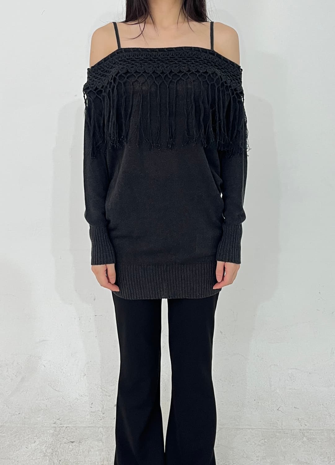 Fringe off long knit 상품이미지4