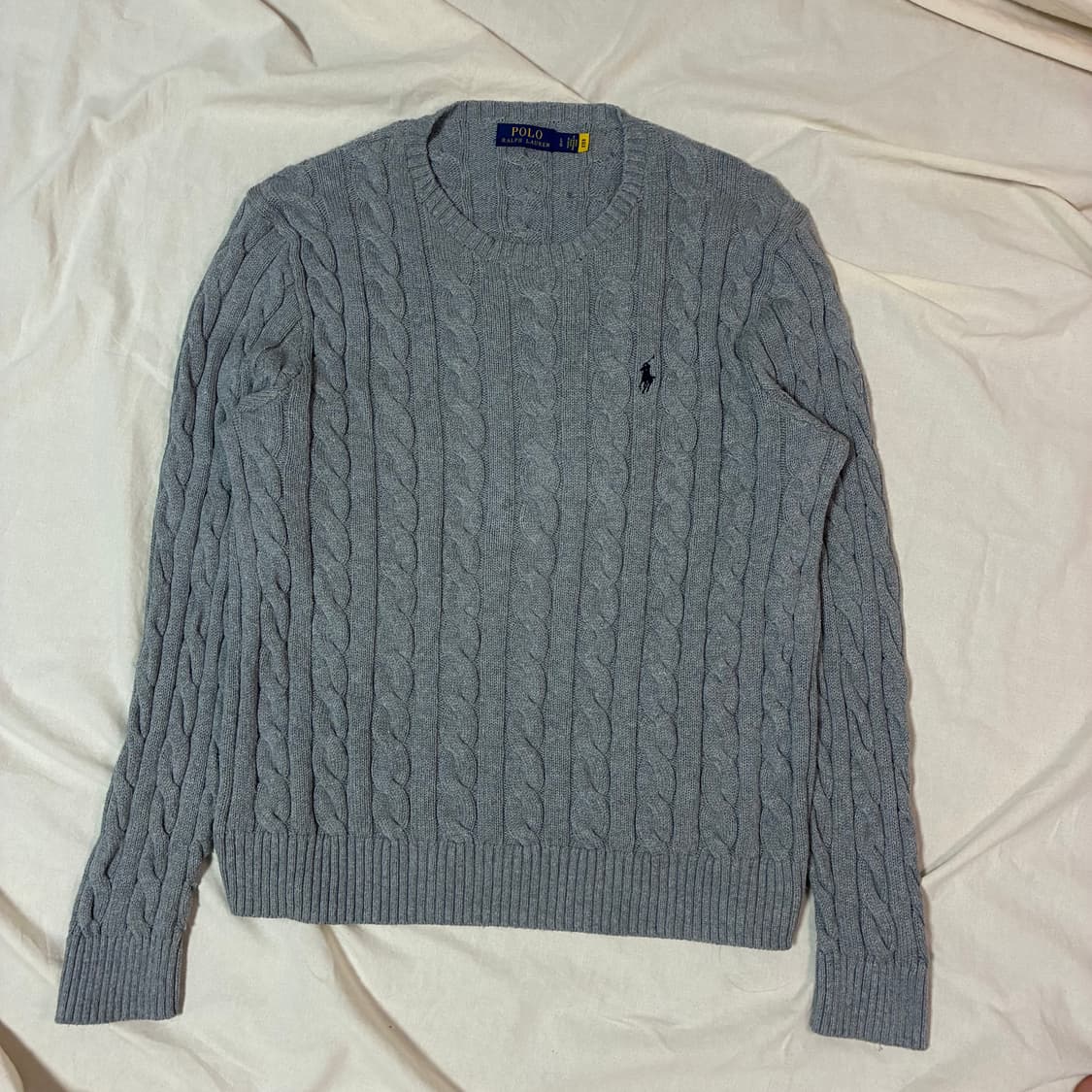 (정품QR) 폴로 꽈배기 니트 그레이 상품이미지2