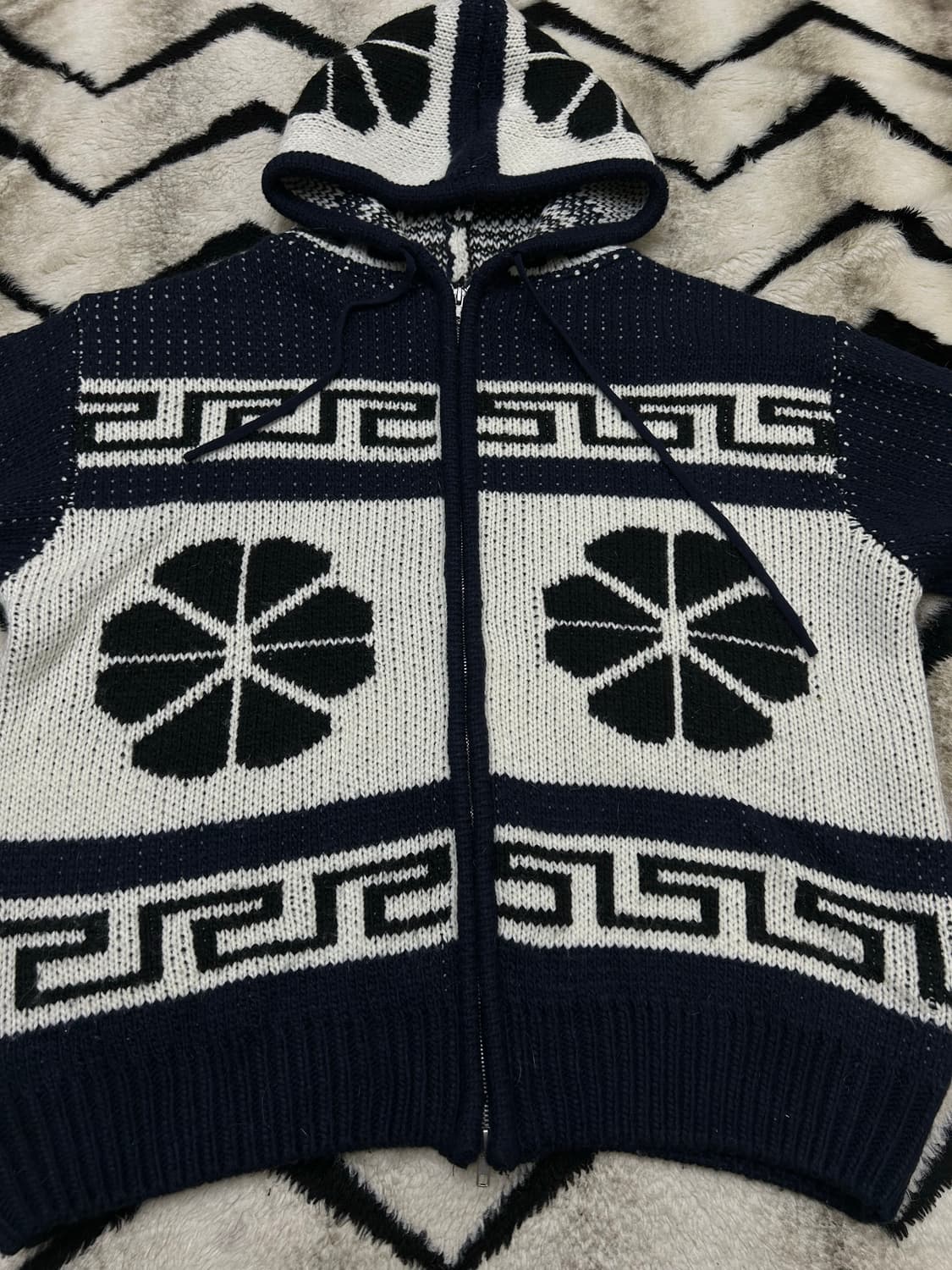 [L]파르티멘토 울 니트 코위찬 후드자켓/네이비 상품이미지4