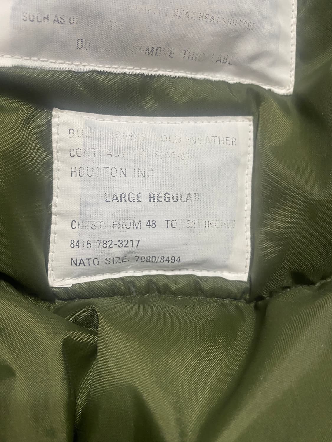 미군 밀리터리 올리브 그린 다운 패딩 조끼 L 상품이미지10