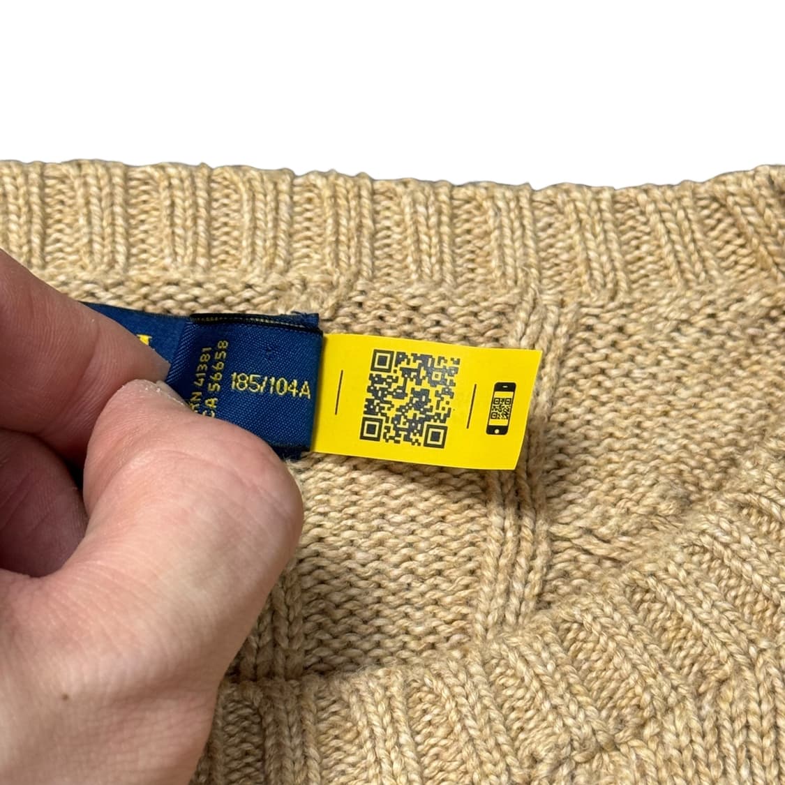 (XL) 폴로 랄프로렌 QR라벨 케이블 니트 베이지 상품이미지5
