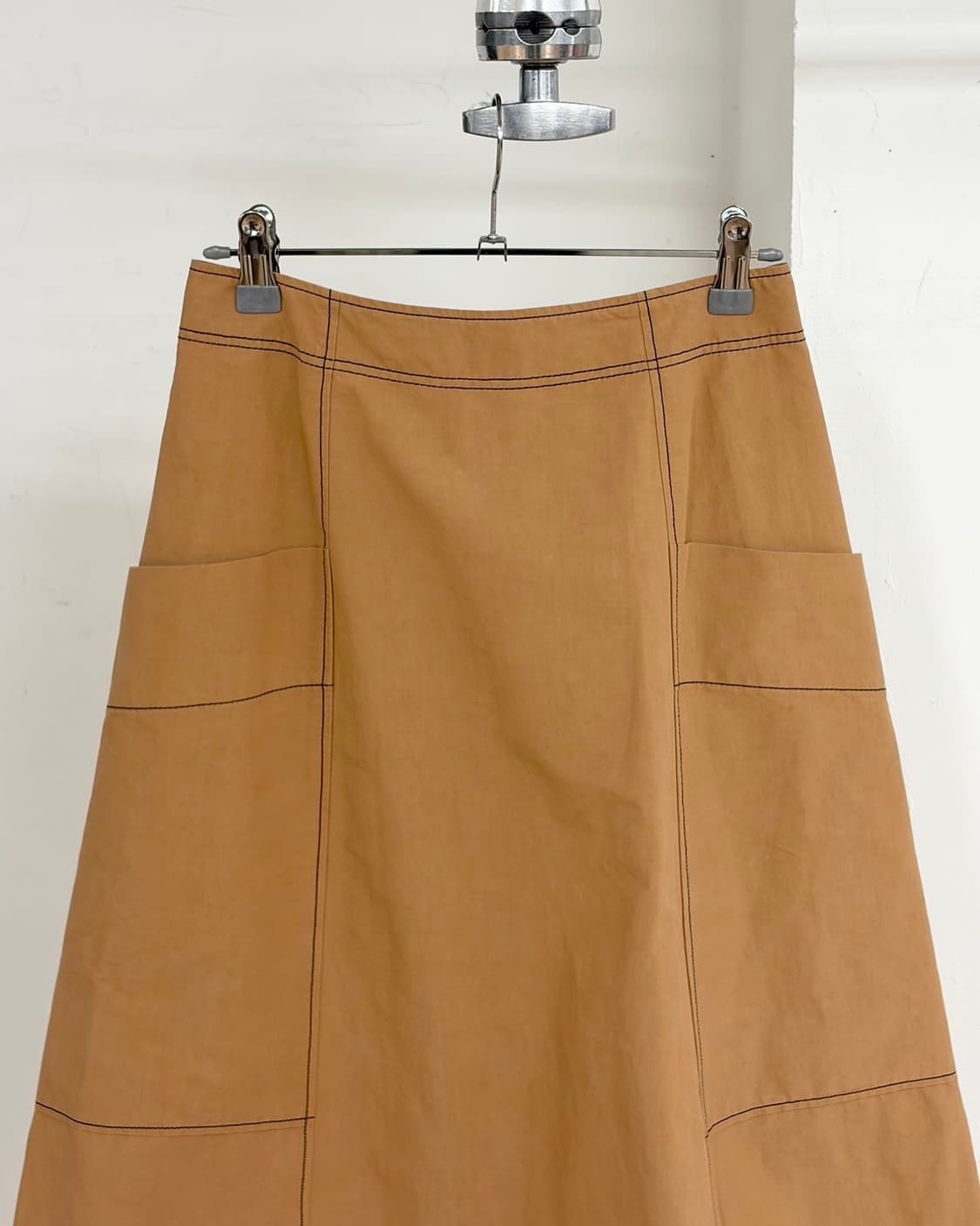 세드릭 샬리에 카멜 혼방 스티치 코튼 롱 스커트  상품이미지4