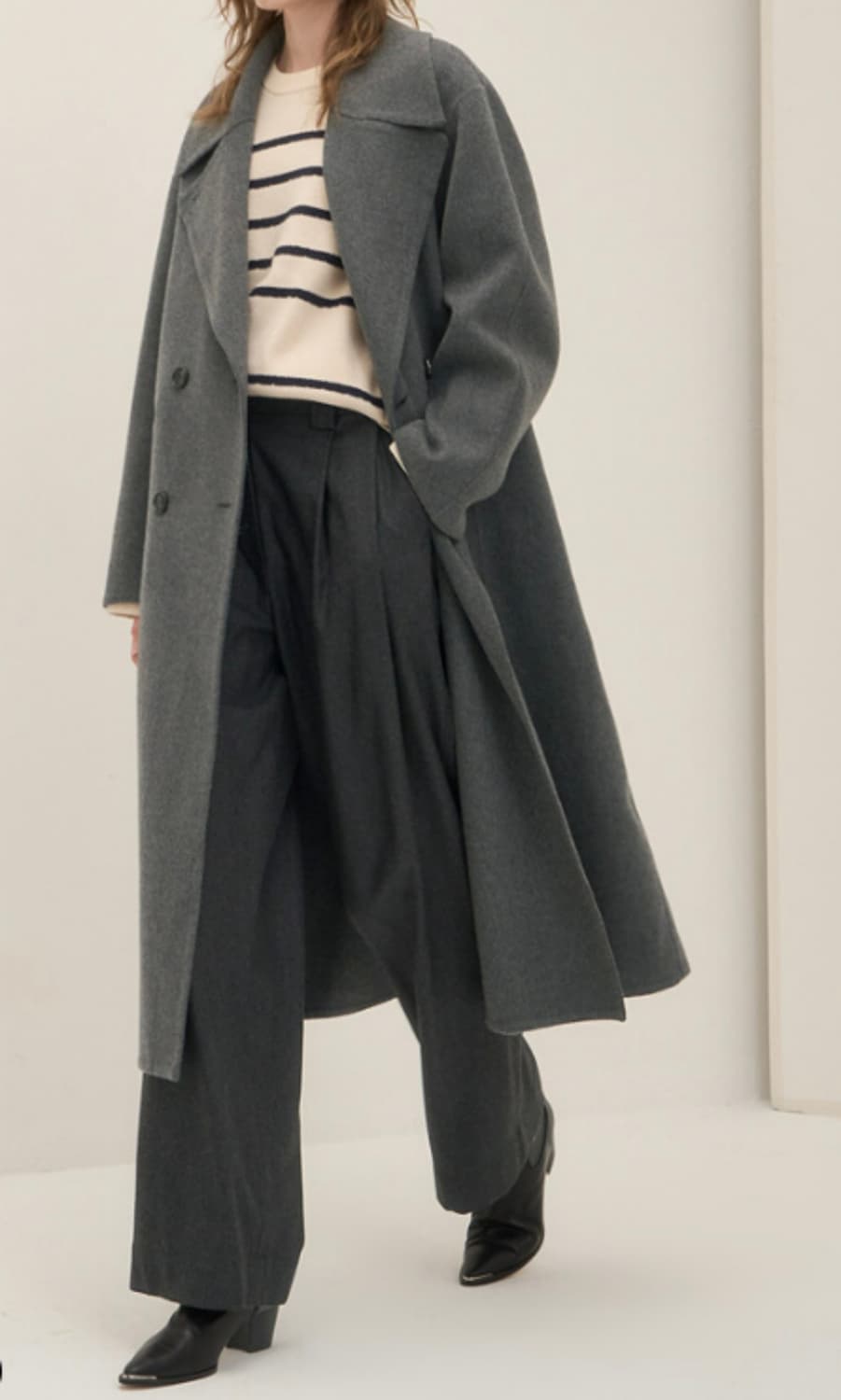 23fw system 한섬 시스템 캐시미어 더블 코트 그레이 82 상품이미지2