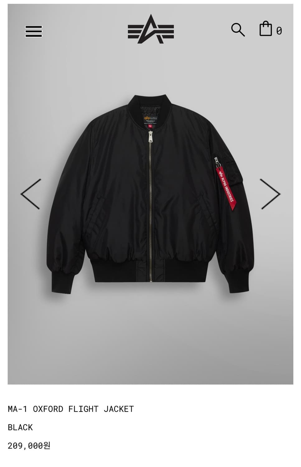 알파인더스트리 ma-1 블랙 XL 상품이미지4