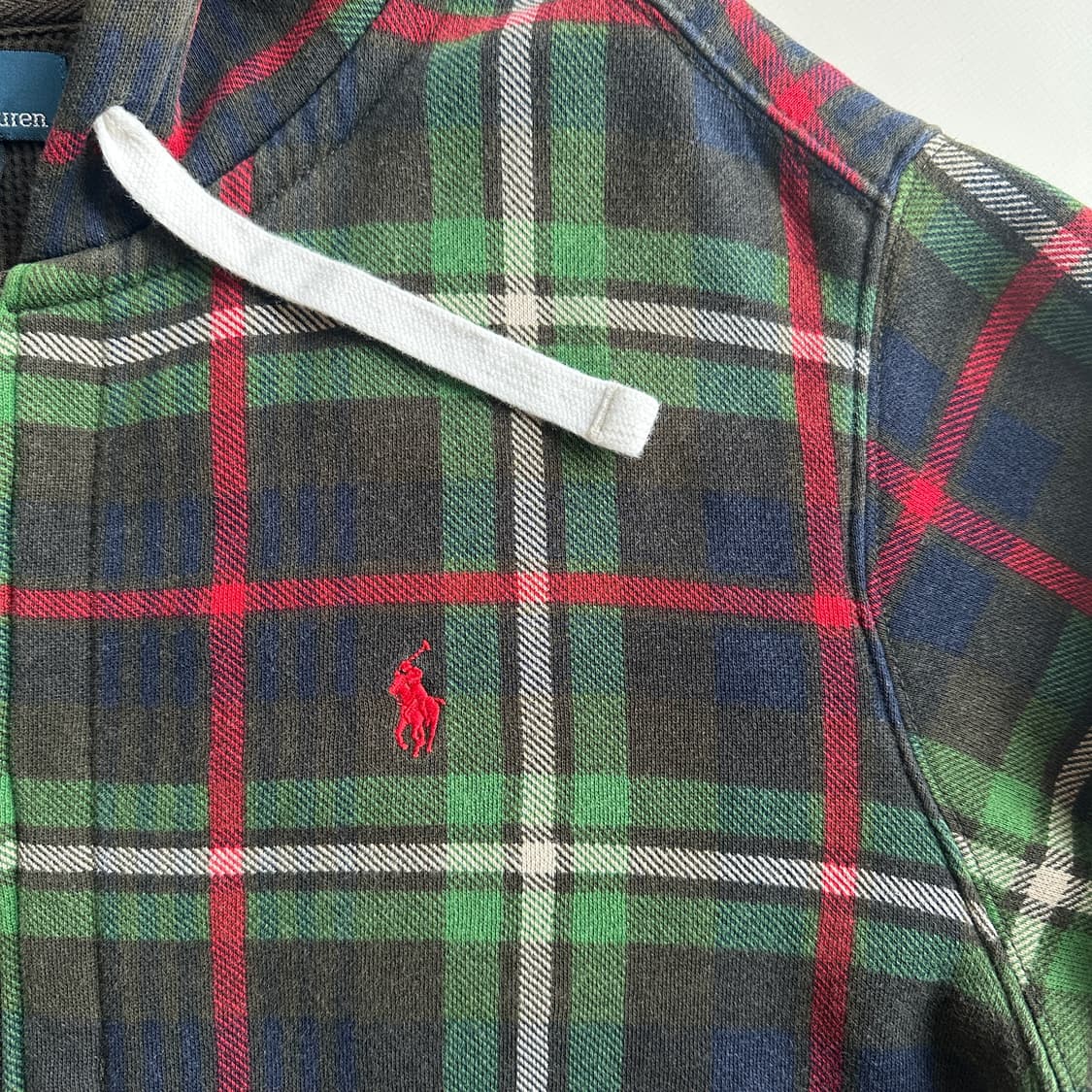 90s 폴로 랄프로렌 FULL 써멀 블랙와치 체크 후드집업 상품이미지3