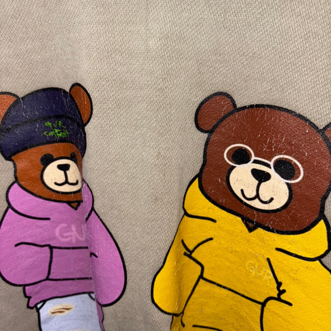 (XL) 빈티지 곰돌이 캐릭터 베이지 크롭 맨투맨 상품이미지4