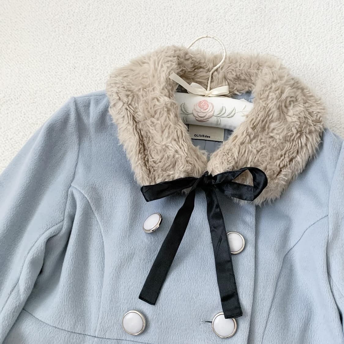 올리브 데 올리브 뮤트블루 리본 코트 상품이미지2