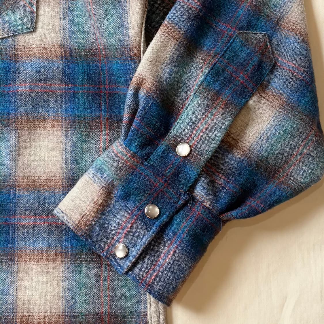 (L) 70s USA Pendleton 타탄체크 울 웨스턴 셔츠 상품이미지4