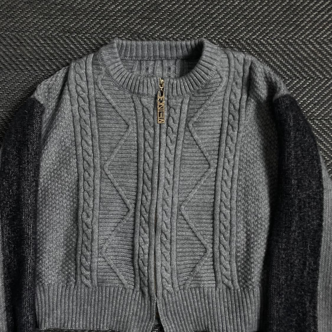 빈티지 우먼스 꽈배기 크롭 니트 자켓 그레이y 3987 상품이미지5