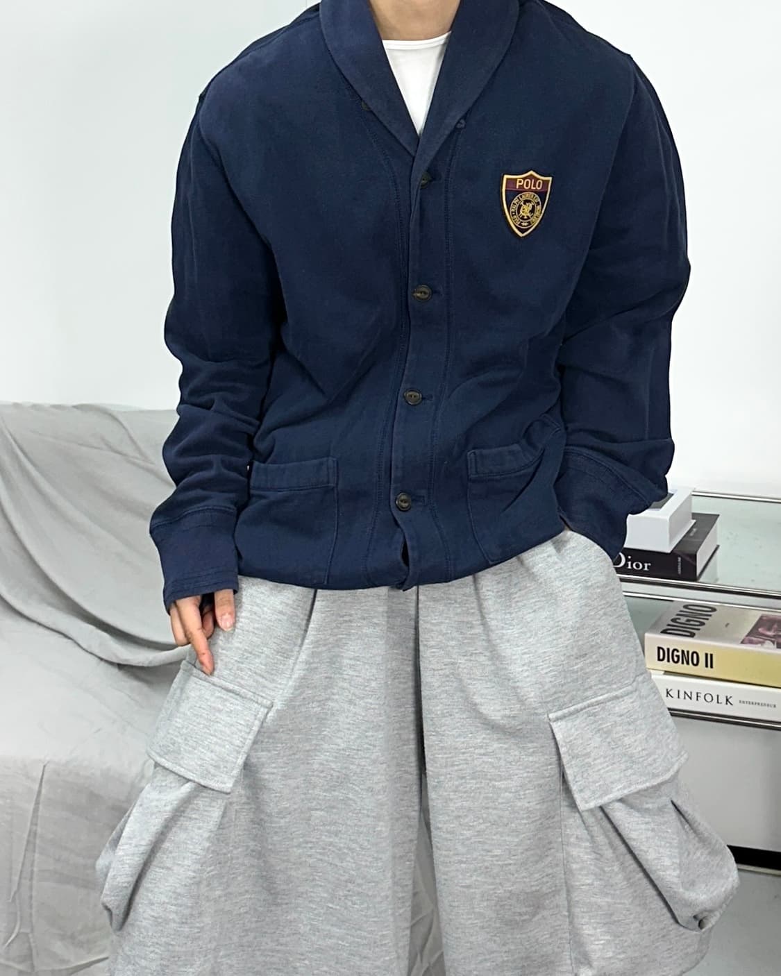 폴로 랄프로렌 숄카라 패치 가디건 XL 상품이미지2