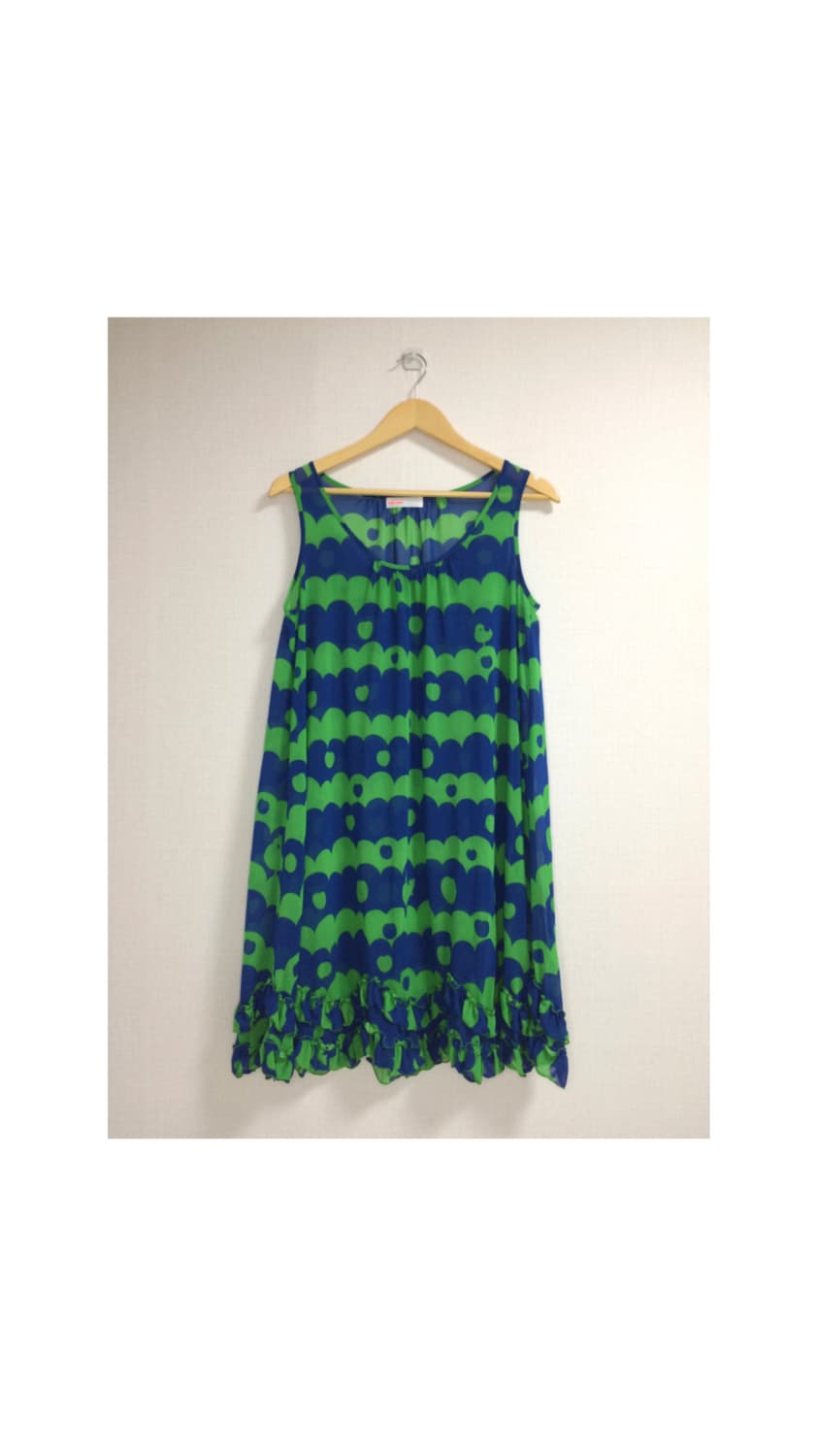 Ne-net 네넷냐 그린 블루 레이어드 셔링 원피스 상품이미지1