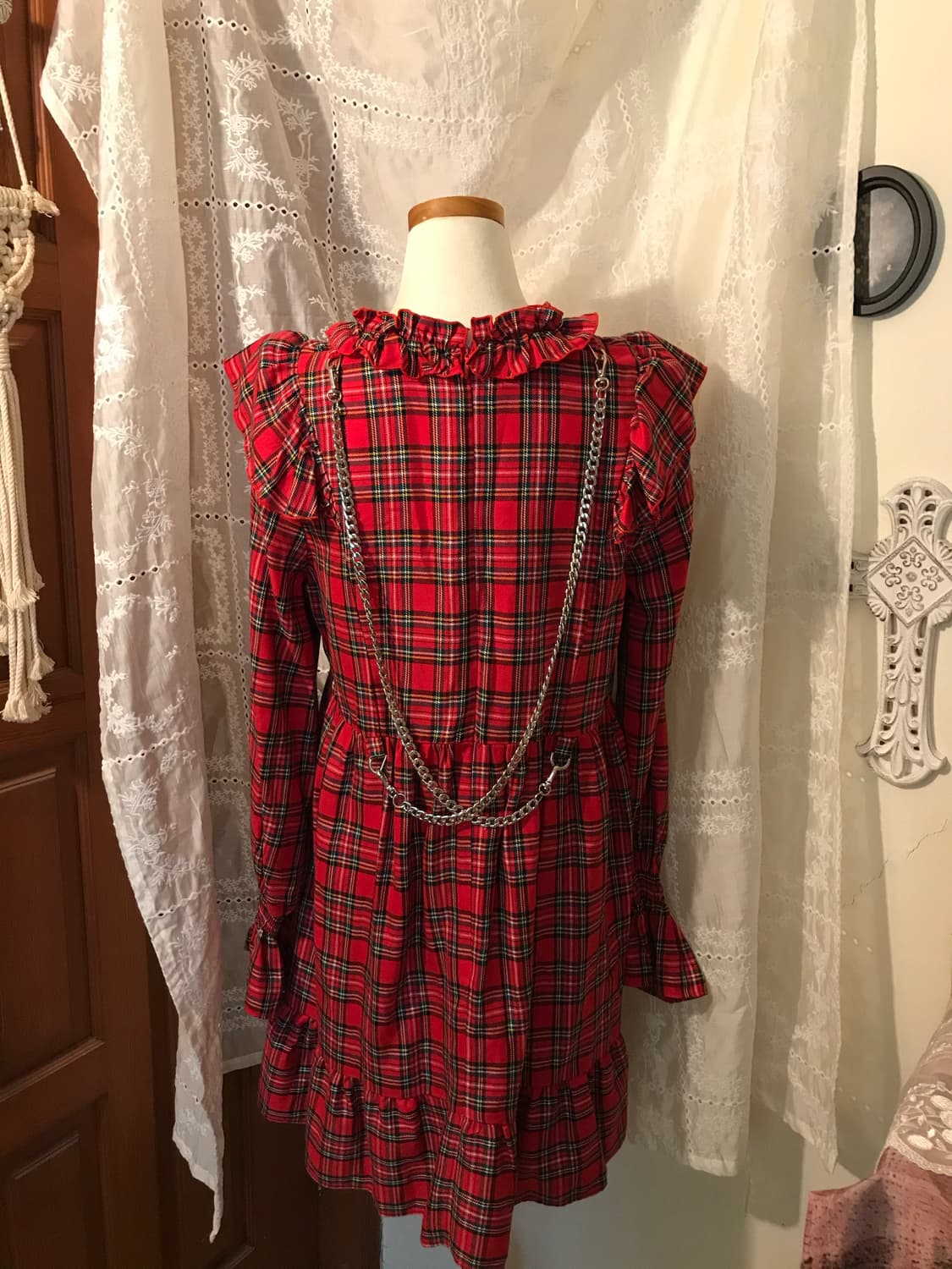 클럿 스튜디오 타탄 체크 러플 원피스 상품이미지2