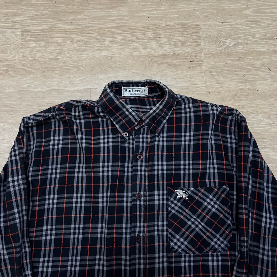 버버리 기마로고 긴팔 체크셔츠 [네이비] M/95 상품이미지2
