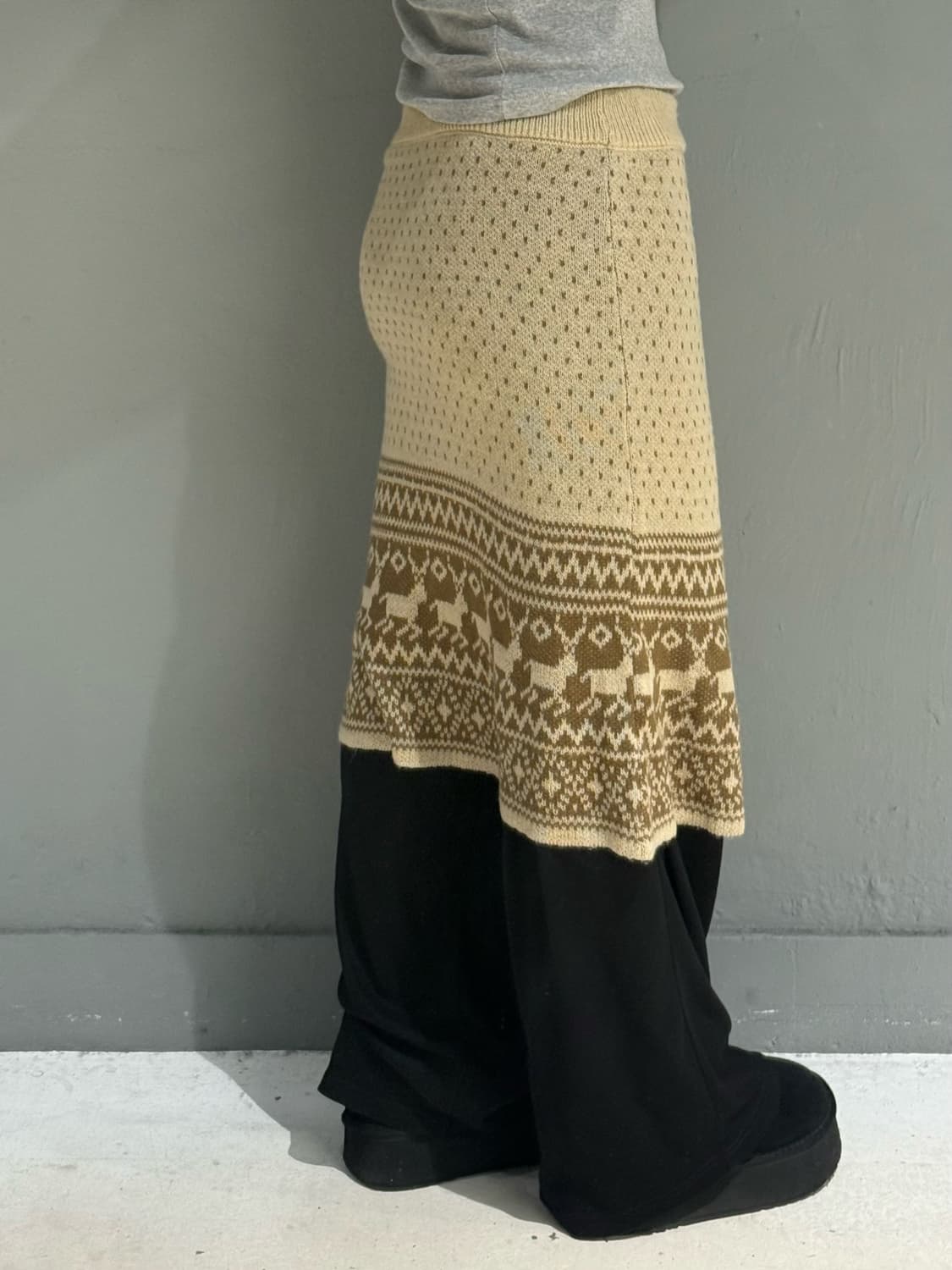 nordic pattern knit midi skirt 상품이미지4