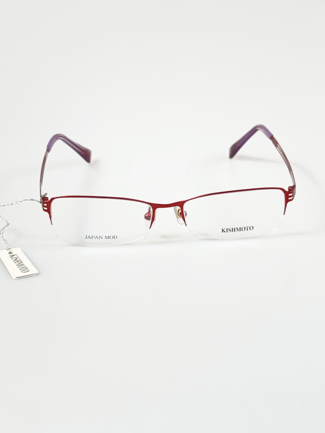 KISHIMOTO 레드 티타늄 반무테 스퀘어 빈티지 안경 상품이미지2