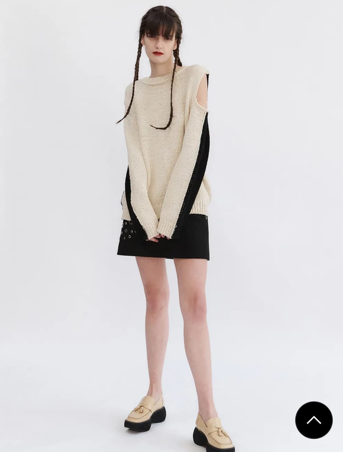 Open yy cut out color block knit top 상품이미지1