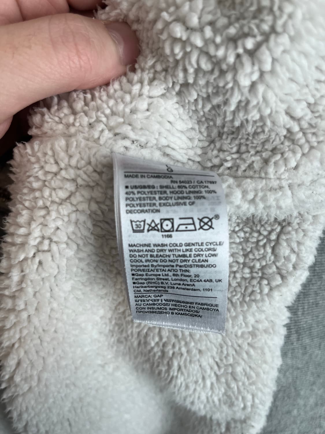 갭 GAP 양털 퍼 후드집업 그레이 (L)  상품이미지5