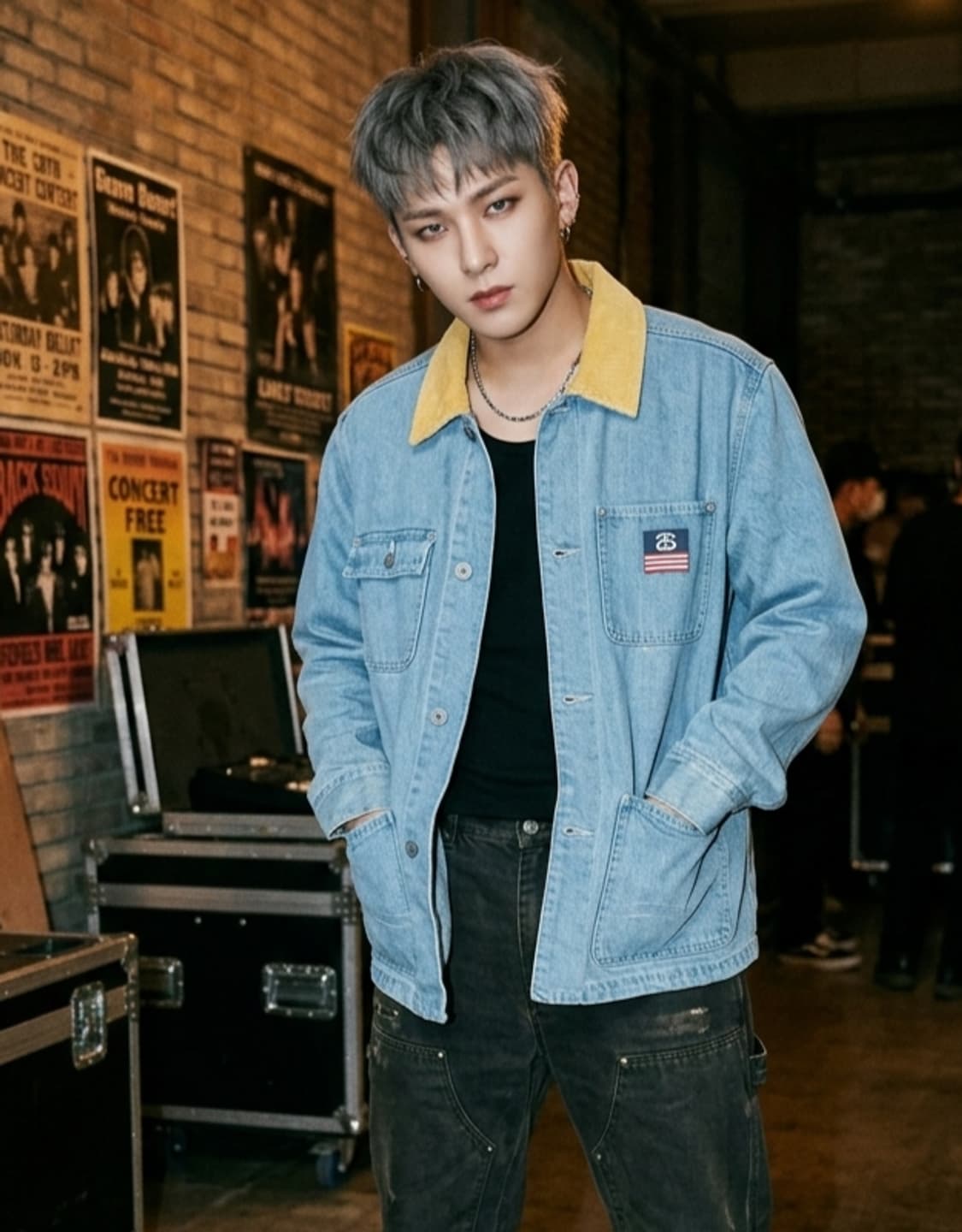 희귀수집 정품 STUSSY 올드스투시 00데님 아카이브자켓M  성조기패치 상품이미지1