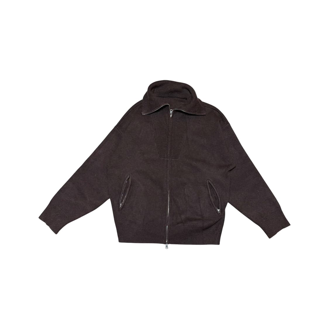 High-neck zipper knit cardigan_Brown (se 상품이미지2