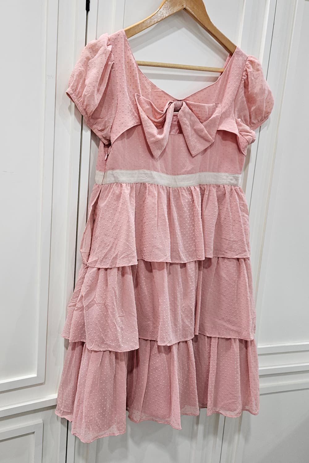 핑크색 도트 캉캉 미니 원피스 상품이미지2