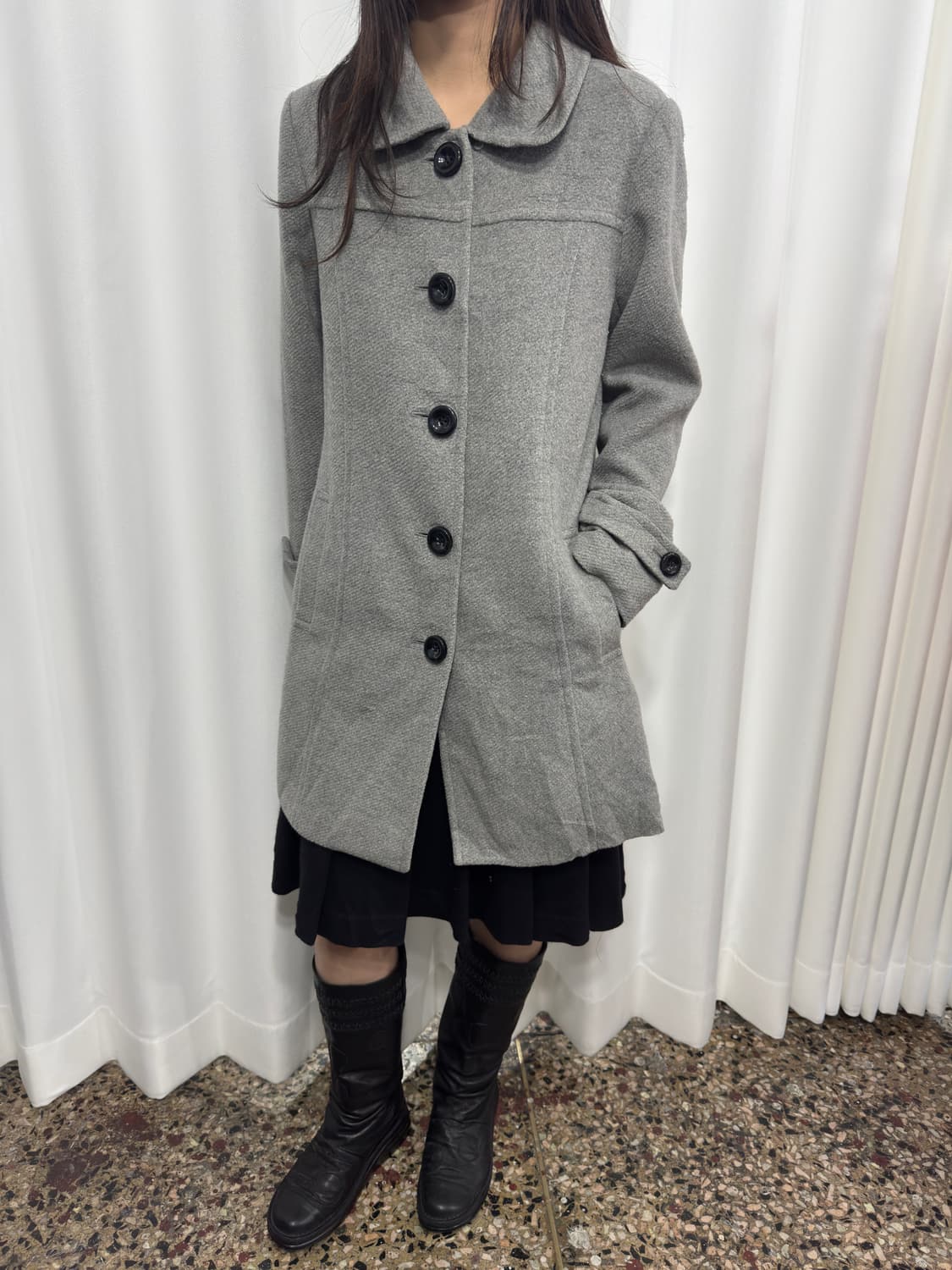 soft gray button coat 상품이미지5