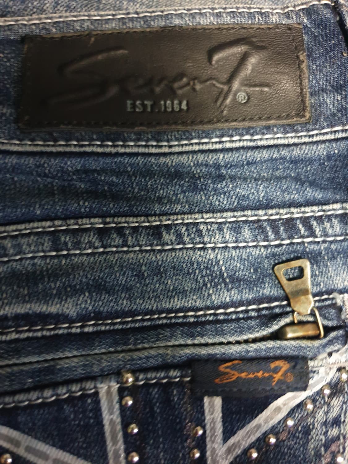 (빈티지) 세븐진 슬림 스트레이트 워싱 스트레치 데님팬츠 인디고 (32) 상품이미지3