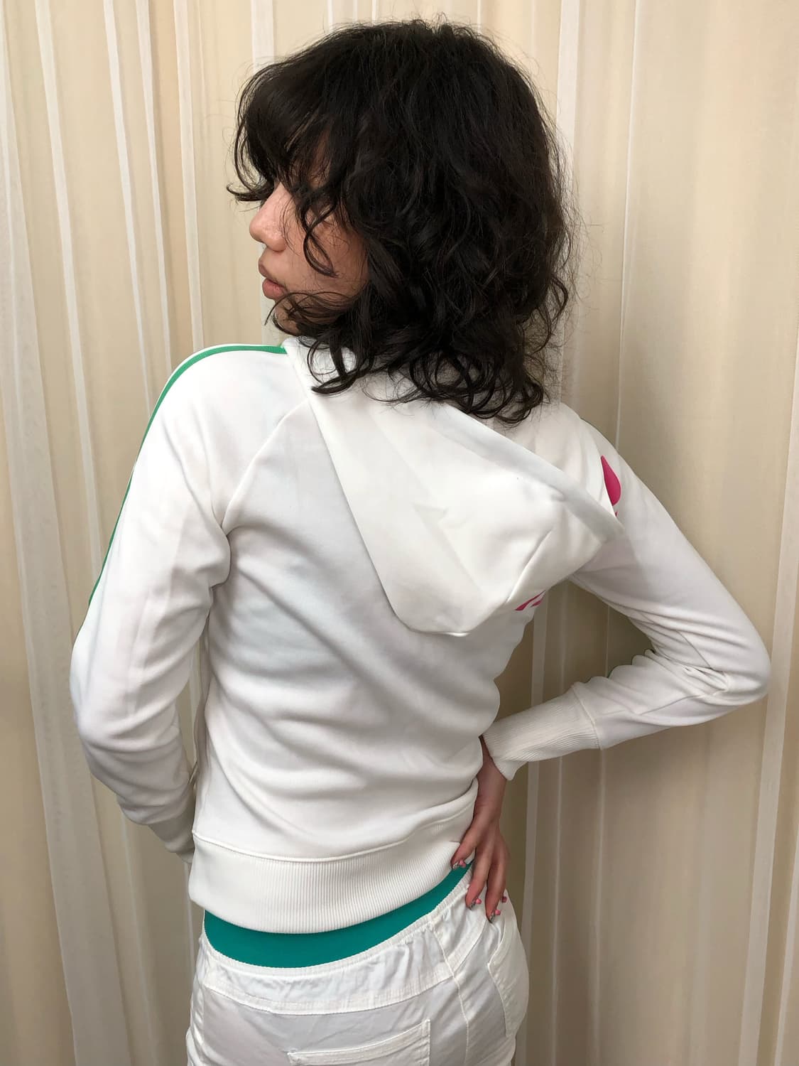 ADIDAS 아디다스 화이트 그린 후드 트랙탑 상품이미지8