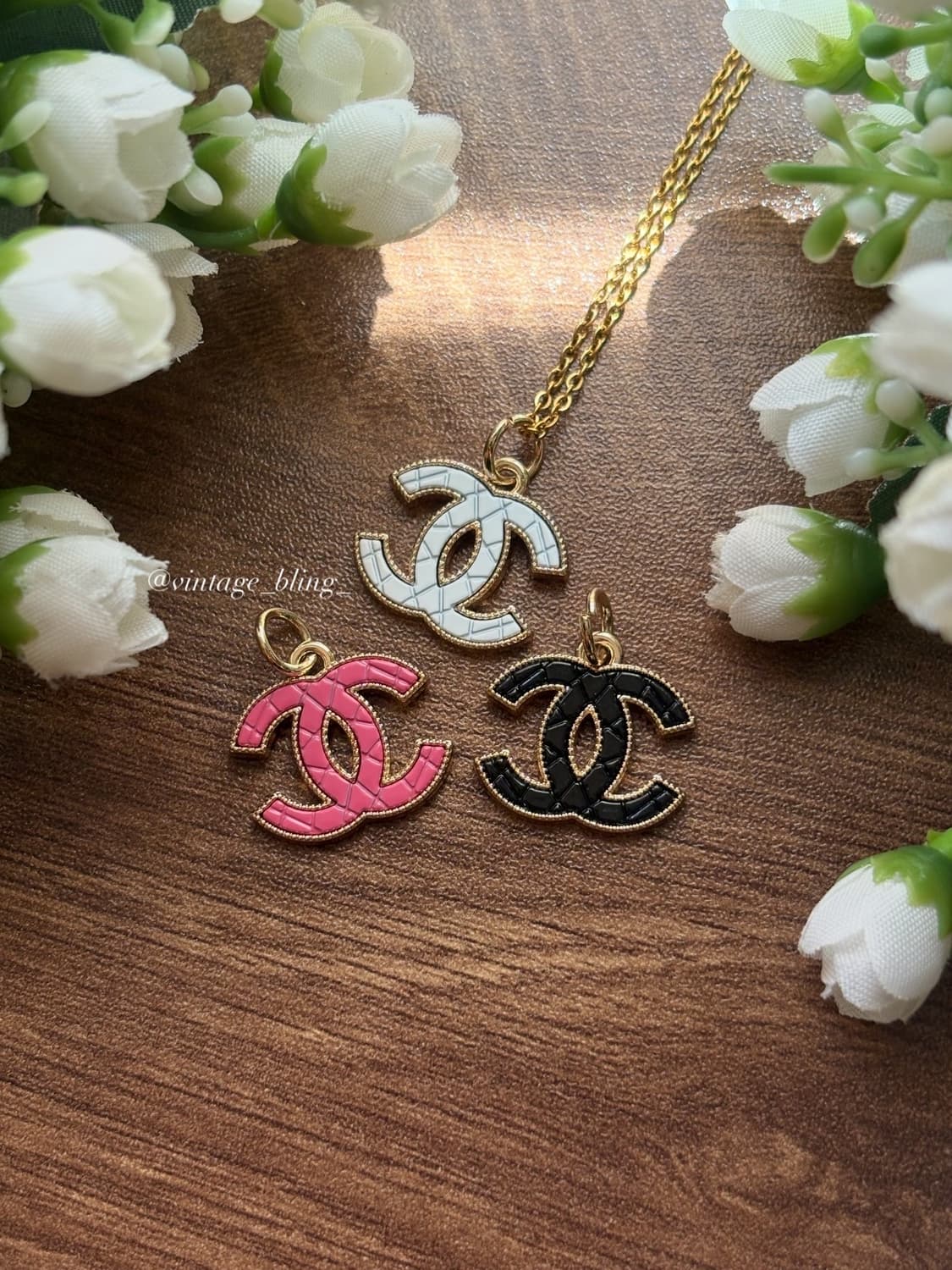 핑크) 샤넬 로고 퀼팅 목걸이 상품이미지2