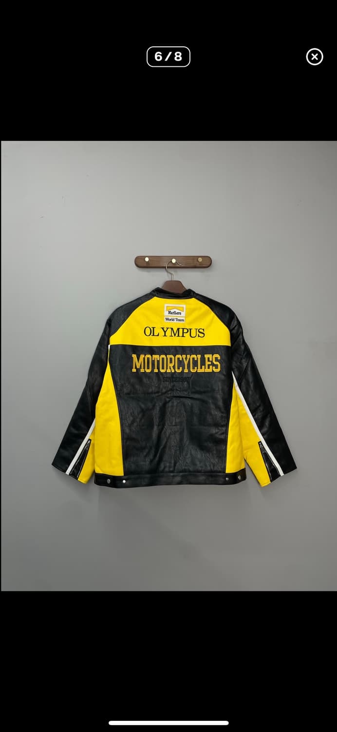 페라리 말보로 패치워크 옐로우 배색 레더 레이싱자켓 A3396 상품이미지6