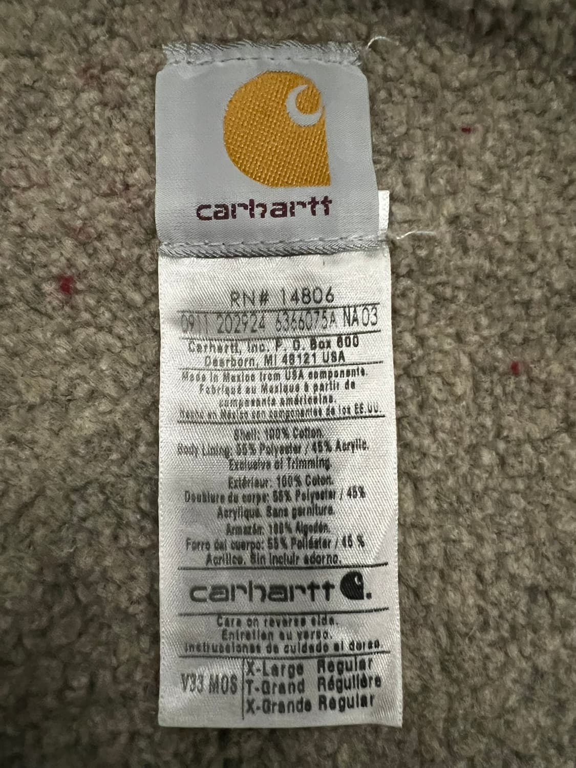 (XL)칼하트 셰르파 넥 조끼베스트 V33 MOS 모스그린 상품이미지4