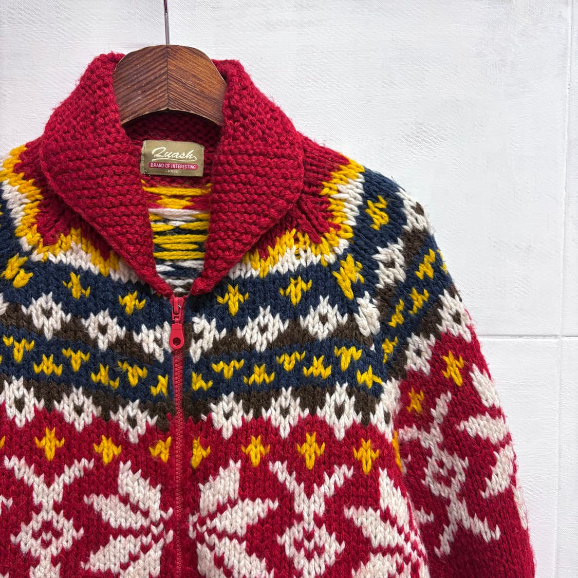 빈티지 레드 노르딕 눈꽃 니트 집업 (JPN) 상품이미지2