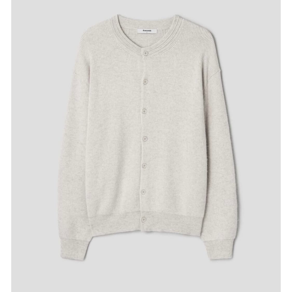 새제품) XL 에잇세컨즈 라쿤 블렌디드 라운드 카디건 - 베이지 상품이미지1