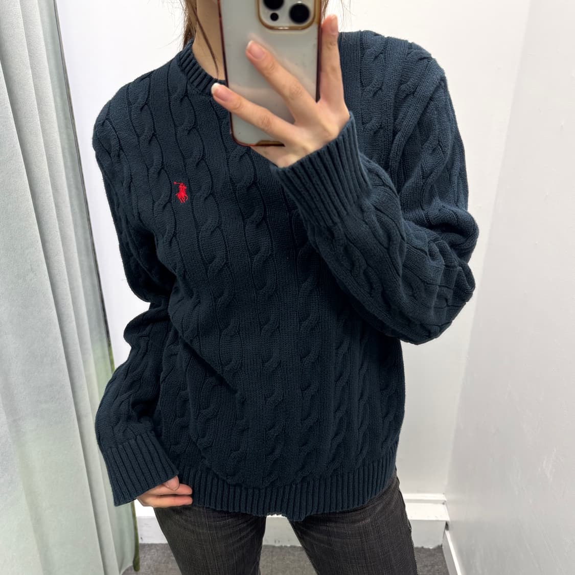 폴로 네이비 꽈베기 니트 상품이미지2