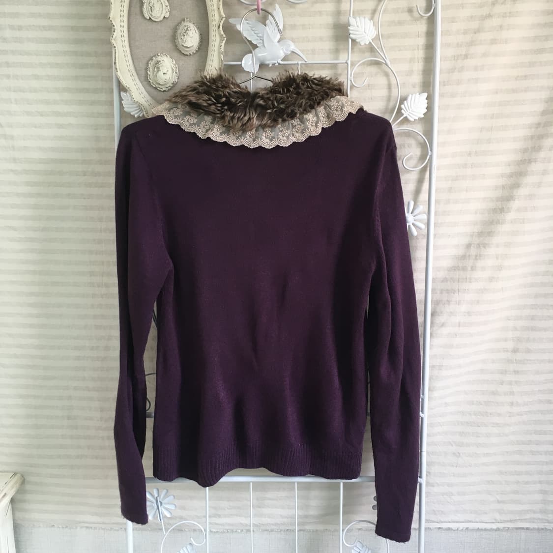 axes femme purple lace fur-collar ribbon 상품이미지4