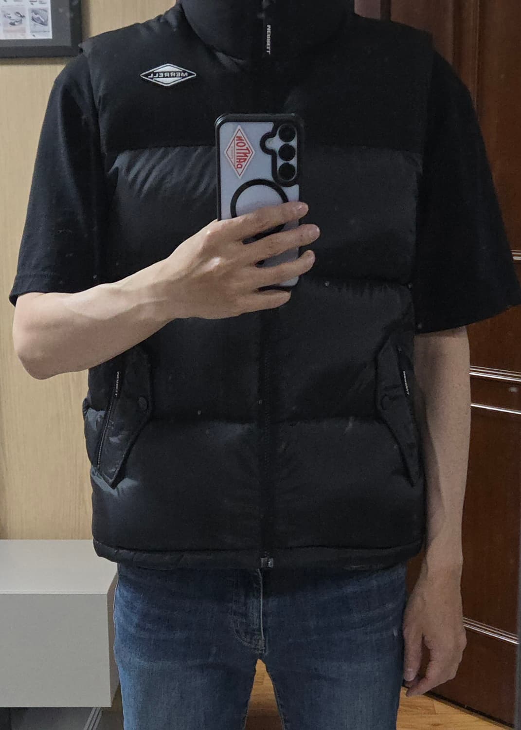 (착샷) 머렐 패딩 베스트 구스 다운 컬러블럭 상품이미지9