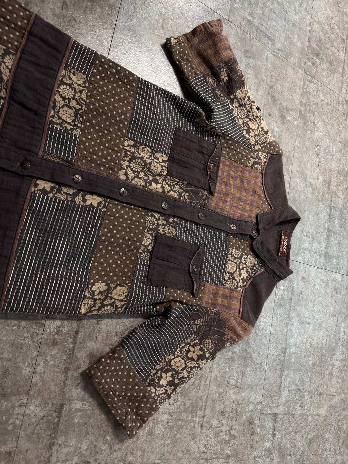 패치 워크 셔츠 드레스 상품이미지5