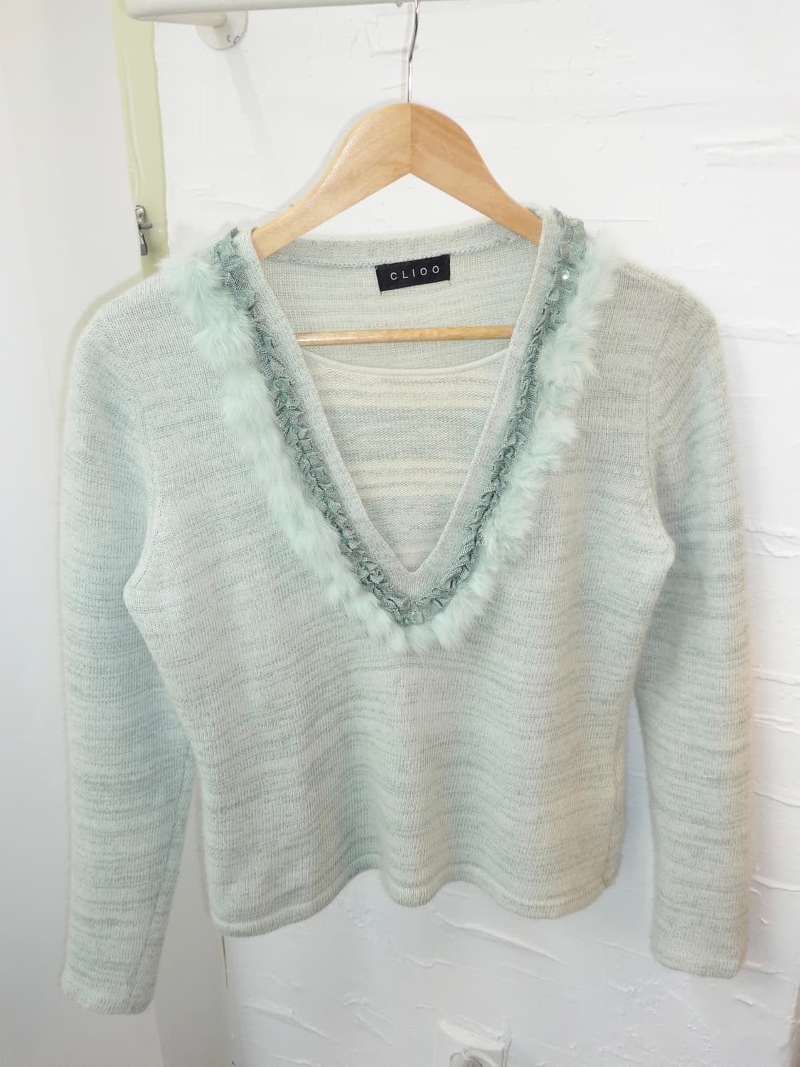 mint feather v-neck knit  상품이미지5