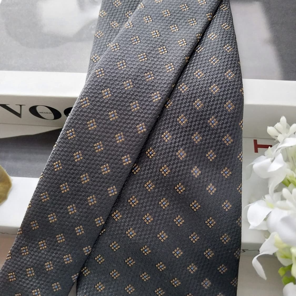 브룩스 브라더스 실크 그레이 자카드 넥타이 8.4cm A+등급 K1484 상품이미지4